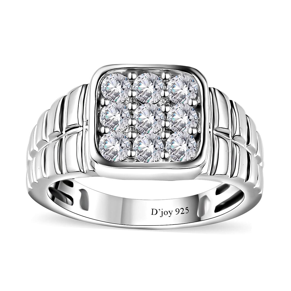 Moissanite Men's Ring in Platinum Over Sterling Silver (Size 10.0) 1.00 ctw (1)