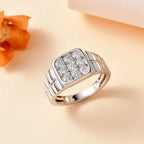 Moissanite Men's Ring in Platinum Over Sterling Silver (Size 10.0) 1.00 ctw