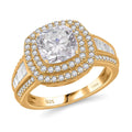 Moissanite (Cush 8x8mm) Double Halo Ring in Vermeil YG Over Sterling Silver (Size 7.0) 3.60 ctw - Sticky add to cart bar