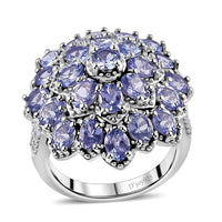 TLV Madagascar Paraiba Apatite, White Zircon Ring in Platinum Over Sterling Silver (Size 10.0) 5.15 ctw