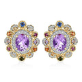 Rose De France Amethyst and Multi Gemstone 5.20 ctw Earrings in Vermeil Yellow Gold Over Sterling Silver - Sticky add to cart bar
