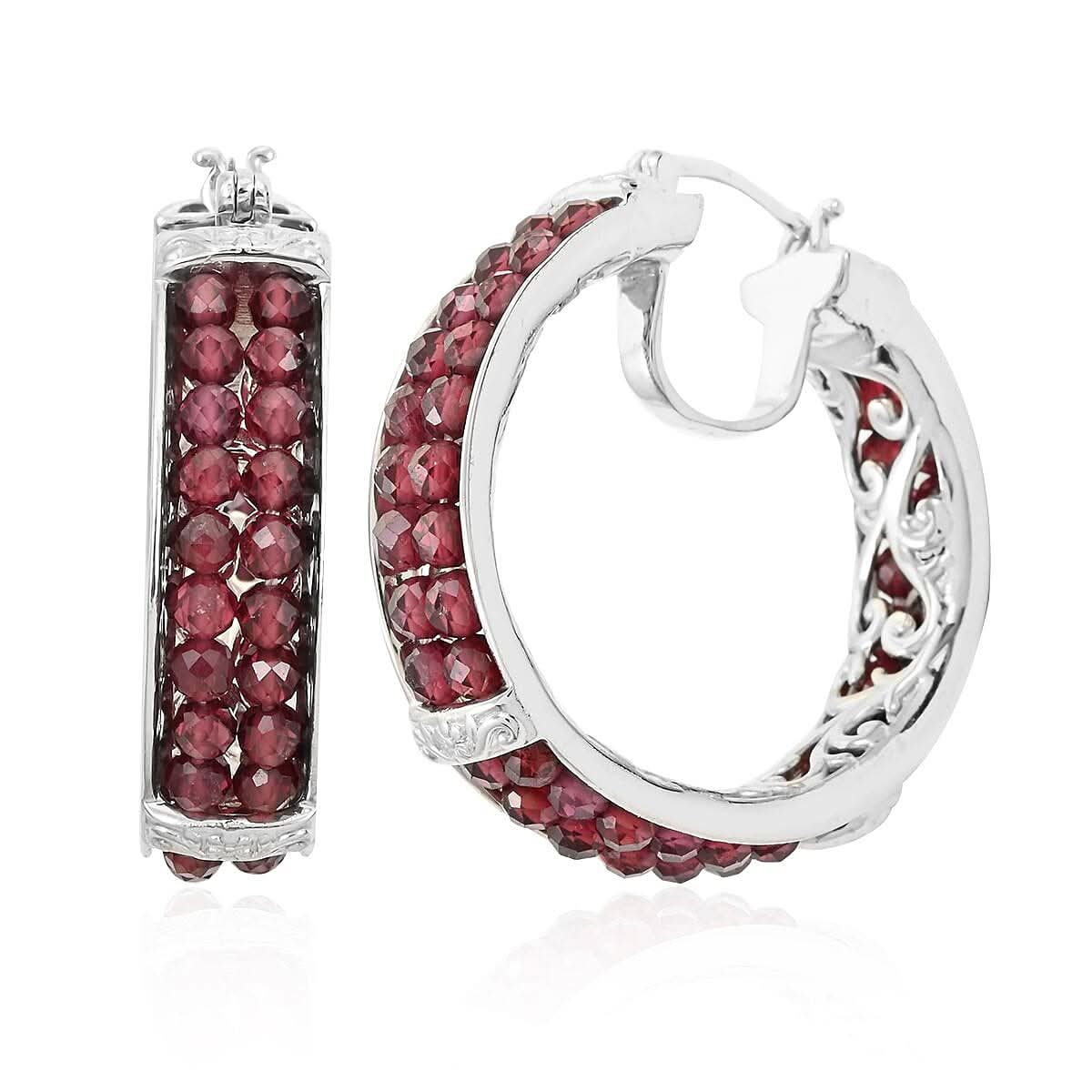 Karis Mozambique Garnet Hoop Earrings in Platinum Bond 15.00 ctw (1)
