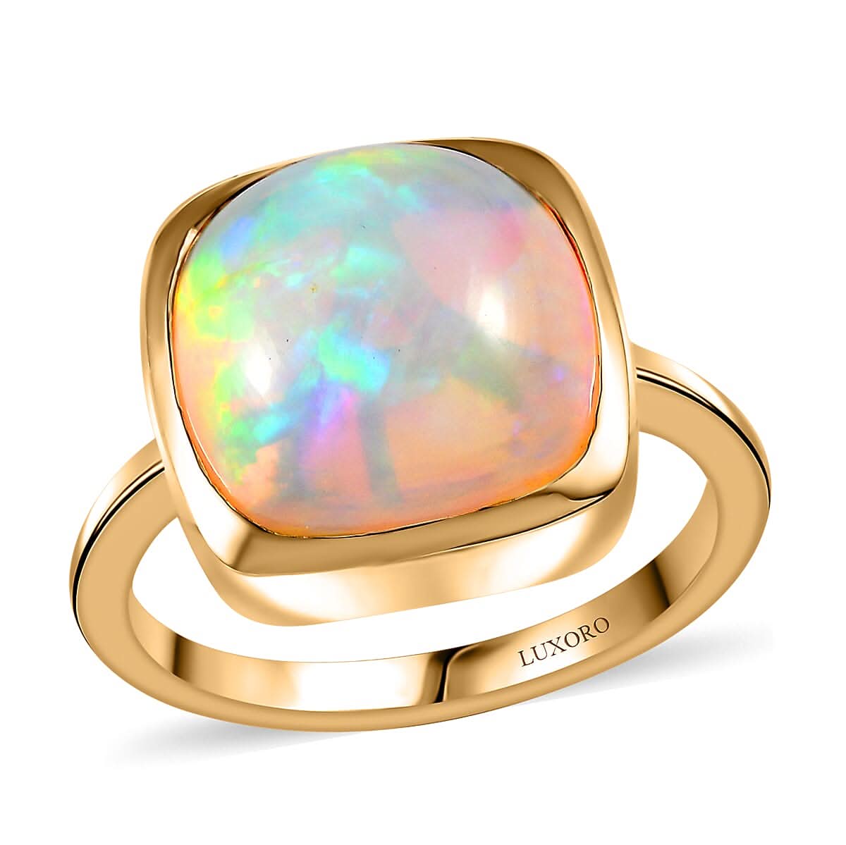 Luxoro 14K Yellow Gold AAA Ethiopian Welo Opal Solitaire Ring (Size 10.0) (4.15 g) 6.50 ctw (1)