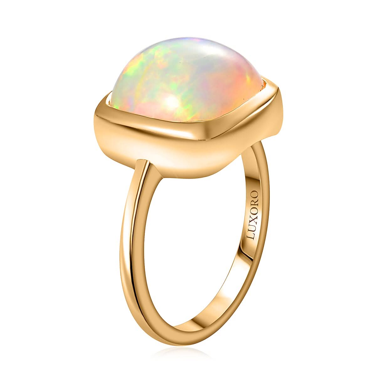 Luxoro 14K Yellow Gold AAA Ethiopian Welo Opal Solitaire Ring (Size 10.0) (4.15 g) 6.50 ctw (4)