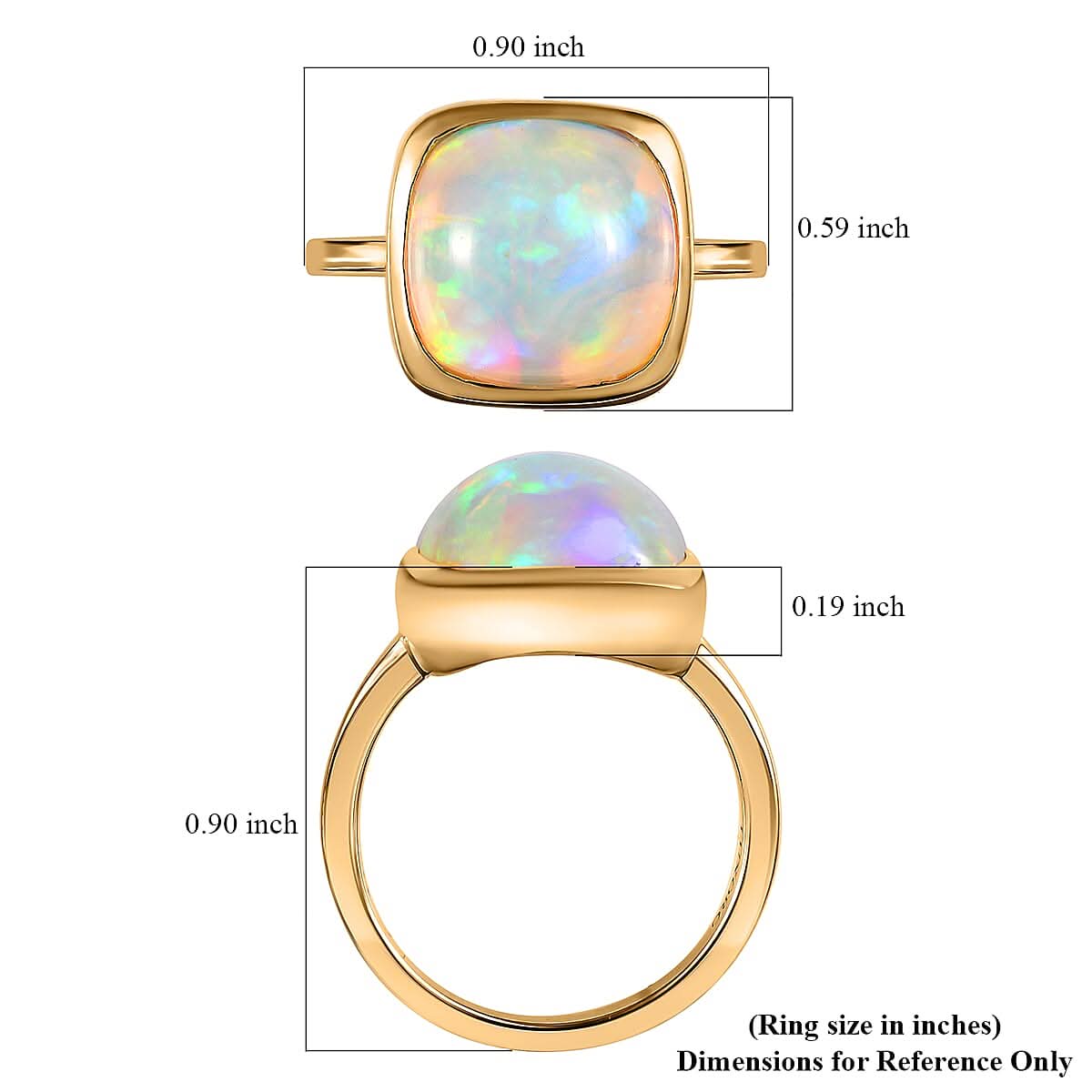 Luxoro 14K Yellow Gold AAA Ethiopian Welo Opal Solitaire Ring (Size 10.0) (4.15 g) 6.50 ctw (6)