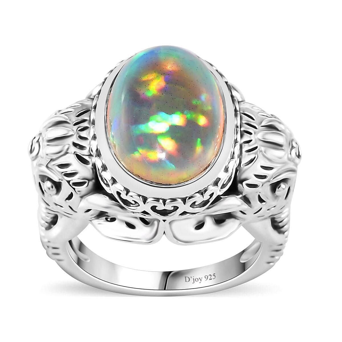 Artisan Crafted Ethiopian Welo Opal Solitaire Ring in Sterling Silver (Size 10.0) 4.20 ctw (1)