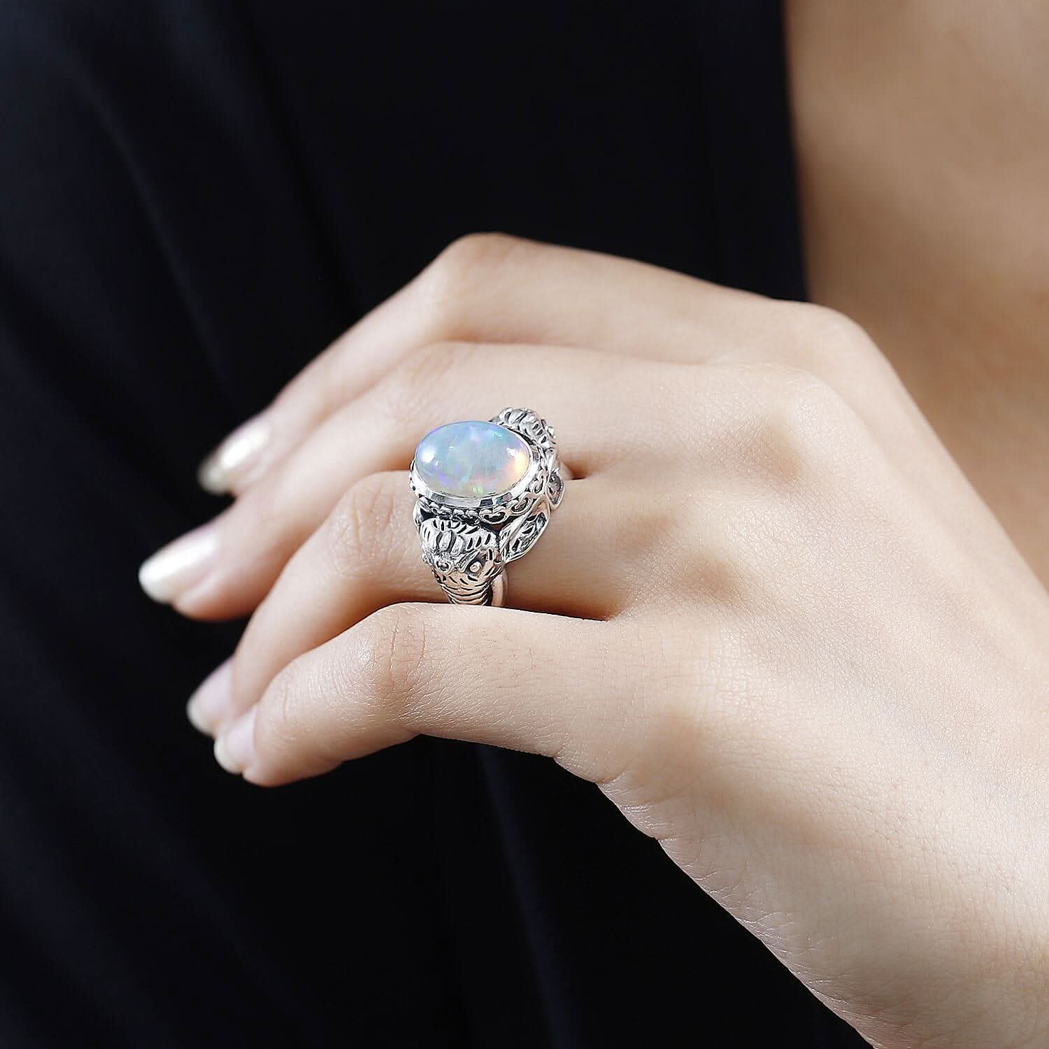 Artisan Crafted Ethiopian Welo Opal Solitaire Ring in Sterling Silver (Size 10.0) 4.20 ctw (4)