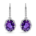 African Amethyst and White Zircon Lever Back Earrings in Platinum Over Sterling Silver 7.90 ctw - Sticky add to cart bar
