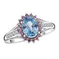 Doorbuster Cambodian Blue Zircon, Multi Gemstone Sunburst Ring in Platinum Over Sterling Silver (Size 10.0) 2.50 ctw - Sticky add to cart bar