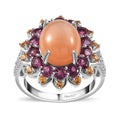 Peach Moonstone, Multi Gemstone Ring in Platinum Over Sterling Silver (Size 10.0) 8.10 ctw - Sticky add to cart bar
