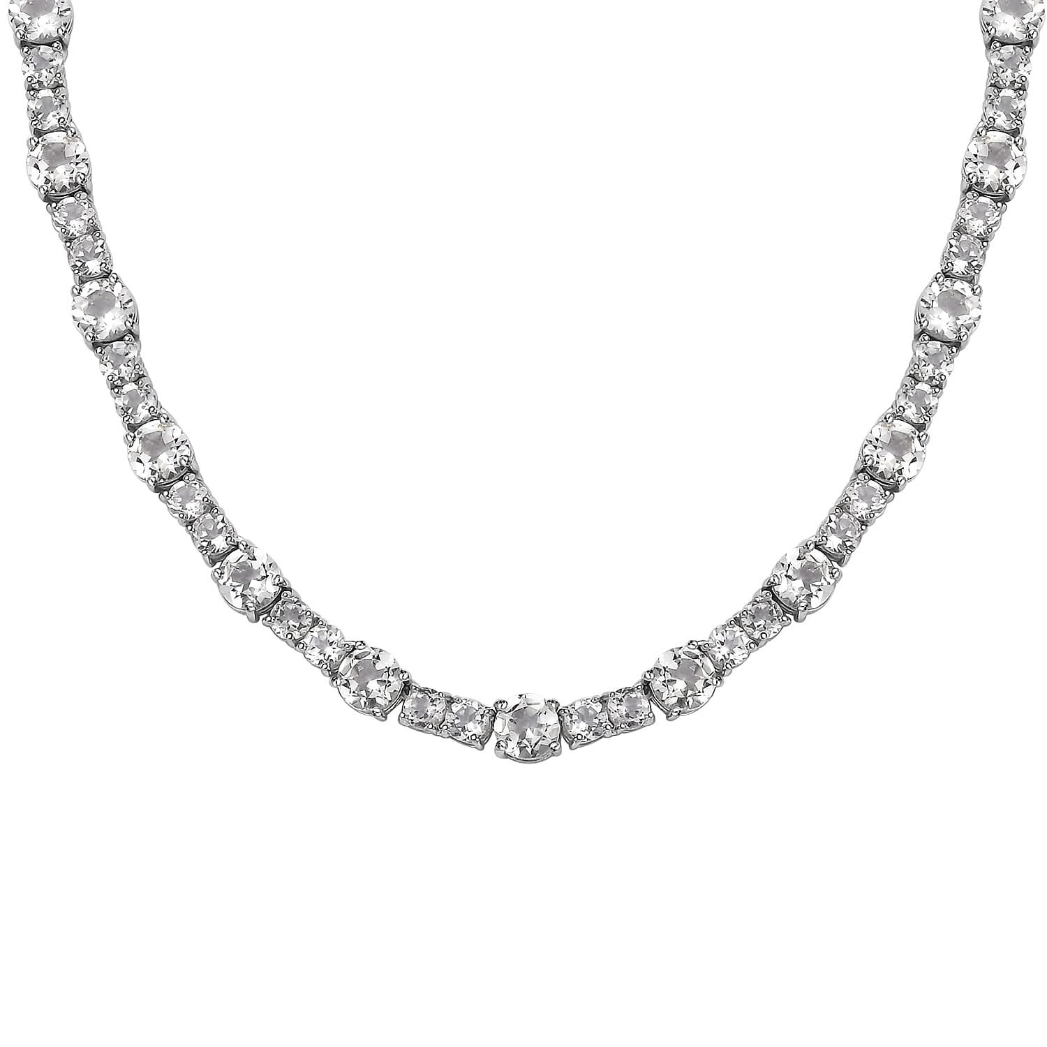 TLV White Topaz Necklace (18 Inches) in Platinum Over Sterling Silver 49.75 ctw