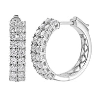 Moissanite 3.10 ctw Hoop Earrings in Platinum Over Sterling Silver