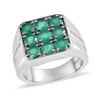 Green Onyx 2.25 ctw Men's Ring in Stainless Steel