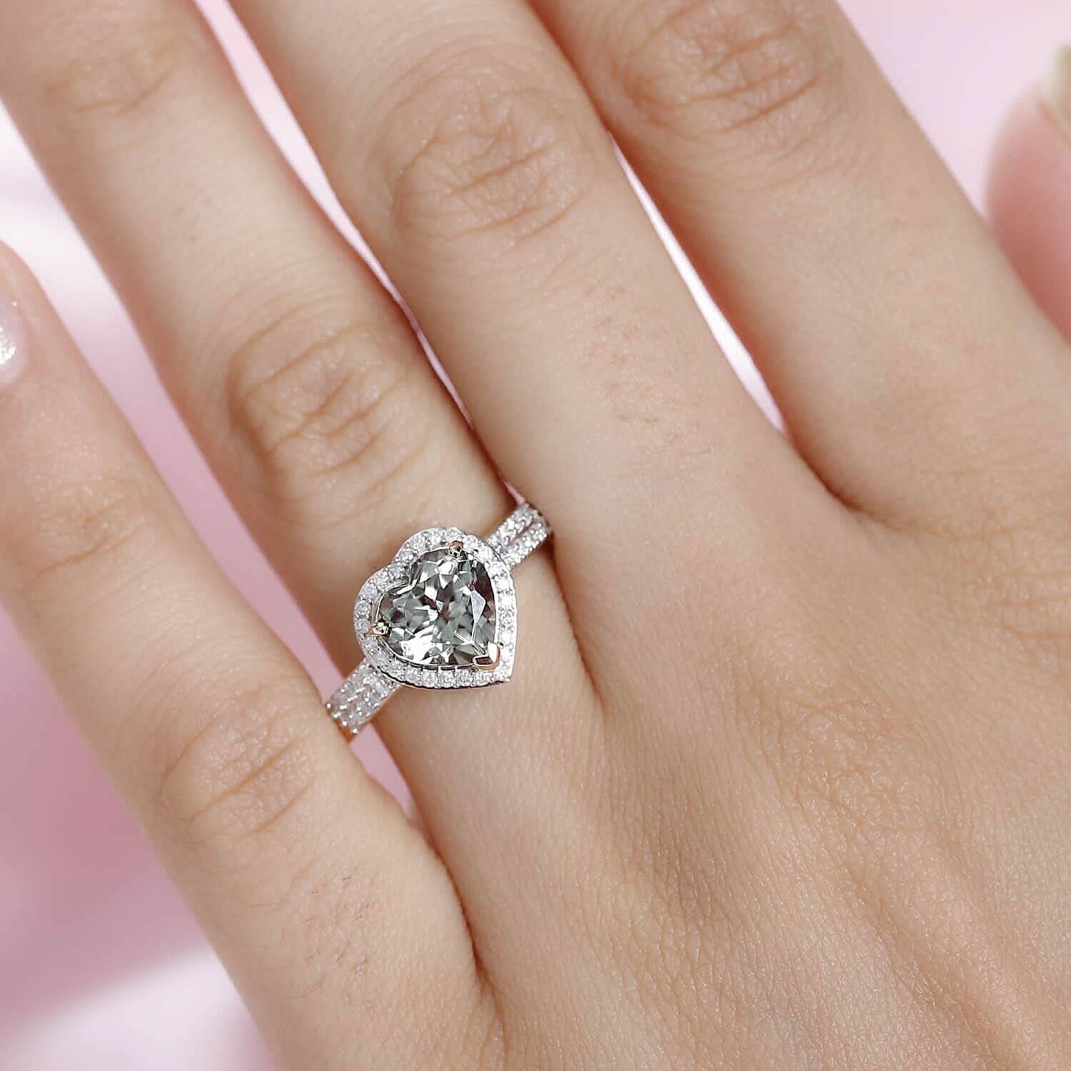 Luxoro 14K Yellow Gold AAA Turkizite and G-H I2 Diamond Heart Ring (Size 10.0) 2.35 ctw (3)