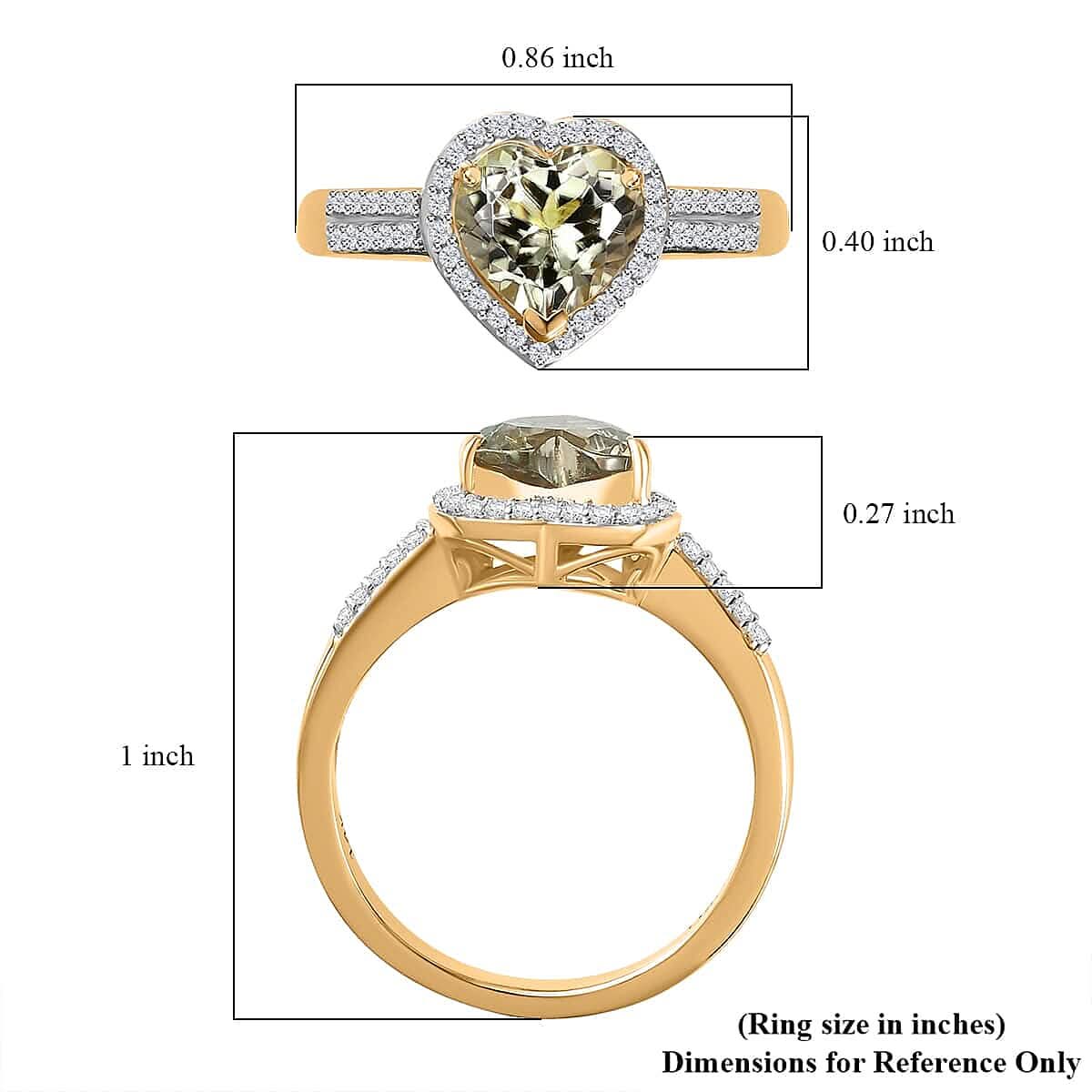 Luxoro 14K Yellow Gold AAA Turkizite and G-H I2 Diamond Heart Ring (Size 10.0) 2.35 ctw (6)