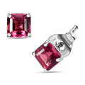Luxoro 14K White Gold Asscher Cut AAA Ouro Fino Rubellite Stud Earrings 1.65 ctw - Sticky add to cart bar
