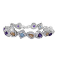 Multi Gemstone Bracelet in Platinum Over Sterling Silver (6.50 In) 9.60 ctw - Sticky add to cart bar