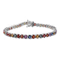 Multi Sapphire Tennis Bracelet in Platinum Over Sterling Silver (6.50 In) 10.60 ctw - Sticky add to cart bar