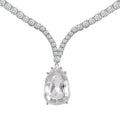 Moissanite (Fancy 30x20mm) Drop Necklace (18 Inches) in Rhodium Over Sterling Silver 100.40 ctw - Sticky add to cart bar