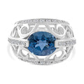 Premium London Blue Topaz, White Zircon Ring in Platinum Over Sterling Silver (Size 6.0) 5.15 ctw - Sticky add to cart bar