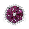 Niassa Ruby (FF) and White Zircon Floral Spray Ring in Platinum Over Sterling Silver 6.10 ctw - Sticky add to cart bar