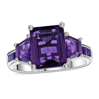 Doorbuster Premium African Amethyst Ring in Platinum Over Sterling Silver (Size 10.0) 4.60 ctw