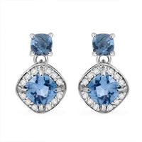 African Amethyst and White Zircon Earrings in Platinum Over Sterling Silver 4.60 ctw