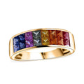Luxoro 10K Yellow Gold AAA Rainbow Sapphire Band Ring (Size 10.0) 2.40 ctw - Sticky add to cart bar