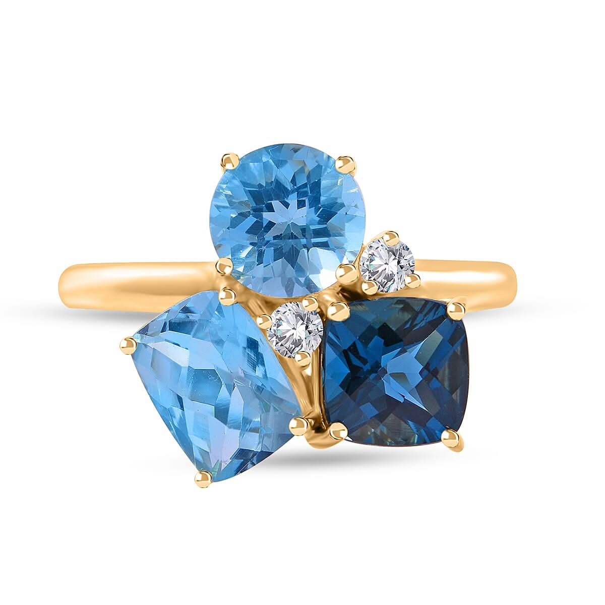Multi Gemstone Ring in Vermeil Yellow Gold Over Sterling Silver (Size 10.0) 5.20 ctw