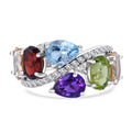 Multi Gemstone Ring in Platinum Over Sterling Silver (Size 10.0) 8.10 ctw - Sticky add to cart bar