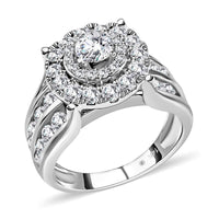 NY Closeout 14K White Gold Diamond G-H I1 Halo Bridge Ring 7.85 Grams 3.10 ctw