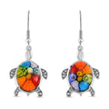 Multi Color Murano Style and Austrian Crystal Turtle Earrings in Stainless Steel - Sticky add to cart bar