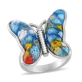 Multi Color Murano Style Butterfly Ring in Stainless Steel (Size 10.0) - Sticky add to cart bar