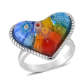 Multi Color Murano Style Heart Ring in Stainless Steel (Size 10.0) - Sticky add to cart bar