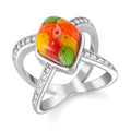 Multi Color Murano Style and Austrian Crystal Open Shank Ring in Stainless Steel (Size 10.0) - Sticky add to cart bar