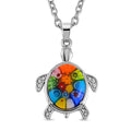 Multi Color Murano Style and Austrian Crystal Turtle Necklace 24 Inches in Stainless Steel - Sticky add to cart bar