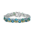 Peacock Quartz, Multi Gemstone Bracelet in Platinum Over Sterling Silver (6.50 In) 30.10 ctw - Sticky add to cart bar