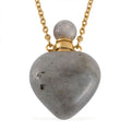 Malagasy Labradorite Perfume Heart Bottle Necklace (22 Inches) in ION Plated YG Stainless Steel 8.00 ctw - Sticky add to cart bar