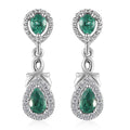 D'Joy AAA Kagem Zambian Emerald and Moissanite Dangle Earrings in Platinum Over Sterling Silver 0.90 ctw - Sticky add to cart bar