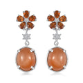 Peach Moonstone and Multi Gemstone Floral Earrings in Platinum Over Sterling Silver 9.40 ctw - Sticky add to cart bar