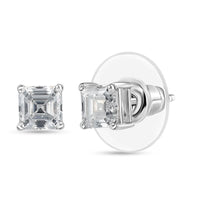 Moissanite (Oct 5x5 mm) Earrings in Platinum Over Sterling Silver 1.40 ctw