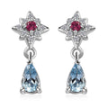 Santa Maria Aquamarine and Multi Gemstone Celestial Earrings in Platinum Over Sterling Silver 0.50 ctw - Sticky add to cart bar
