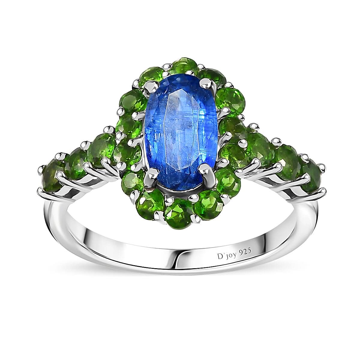 Premium Kashmir Kyanite, Chrome Diopside Ring in Platinum Over Sterling Silver (Size 10.0) 2.60 ctw (1)