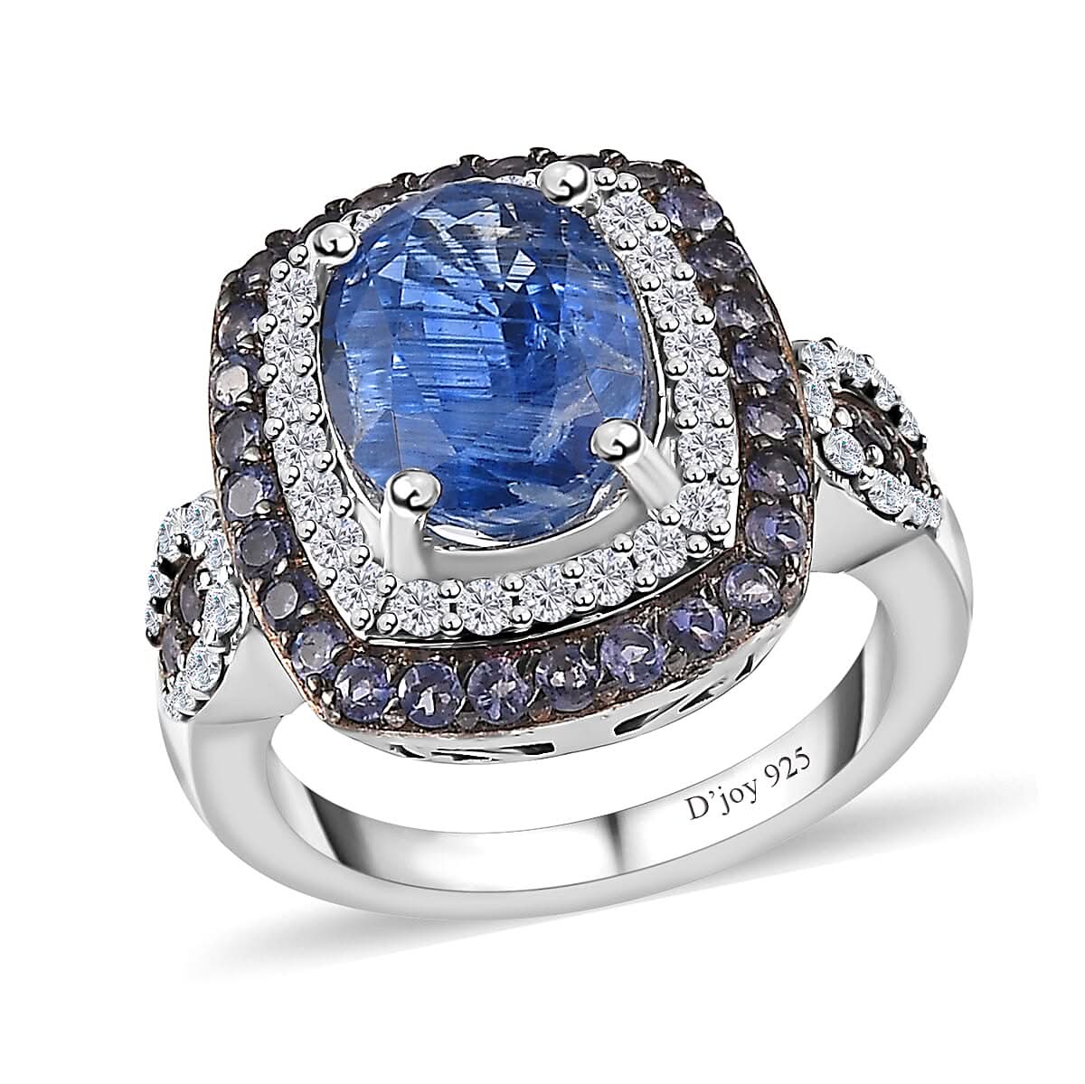 Premium Kashmir Kyanite, Multi Gemstone Ring in Platinum Over Sterling Silver (Size 10.0) 4.30 ctw