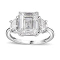 Moissanite (Oct 10x8mm) Ring in Platinum Over Sterling Silver (Size 10.0) 4.60 ctw - Sticky add to cart bar