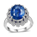Kashmir Kyanite and Multi Gemstone Floral Ring in Platinum Over Sterling Silver (Size 10.0) 5.40 ctw - Sticky add to cart bar