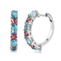 Cambodian Blue Zircon and Morro Redondo Pink Tourmaline Hoop Earrings in Platinum Over Sterling Silver 6.75 ctw - Sticky add to cart bar