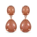 Peach Moonstone Drop Earrings in Vermeil Rose Gold Over Sterling Silver 9.65 ctw - Sticky add to cart bar