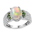 Premium Ethiopian Welo Opal and Multi Gemstone Ring in Platinum Over Sterling Silver 1.60 ctw - Sticky add to cart bar