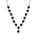 African Amethyst Y-Shape Necklace (18 Inches) in Stainless Steel 6.30 ctw - Sticky add to cart bar